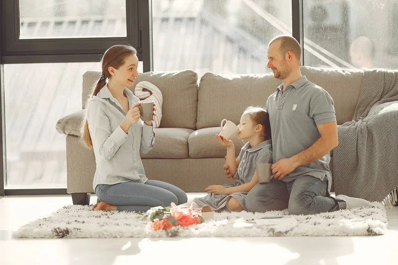 A family together in their living room